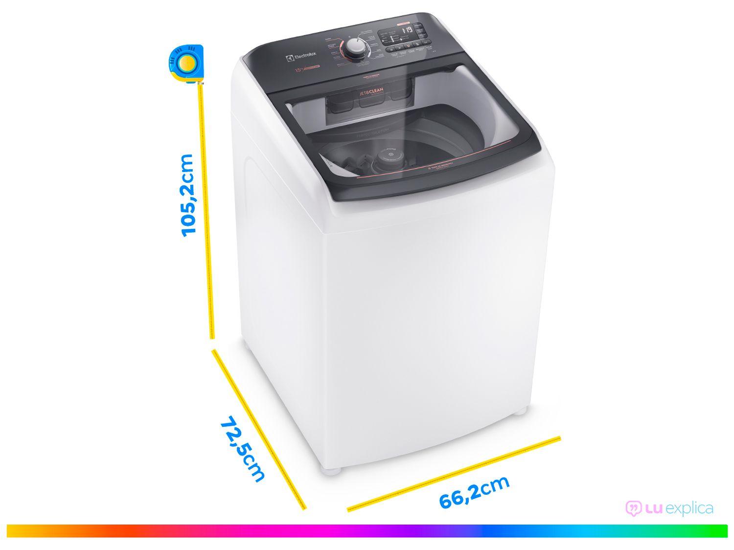 Lavadora de Roupas Electrolux 15kg Cesto Inox 11 Programas de Lavagem Branco Premium Care LEC15