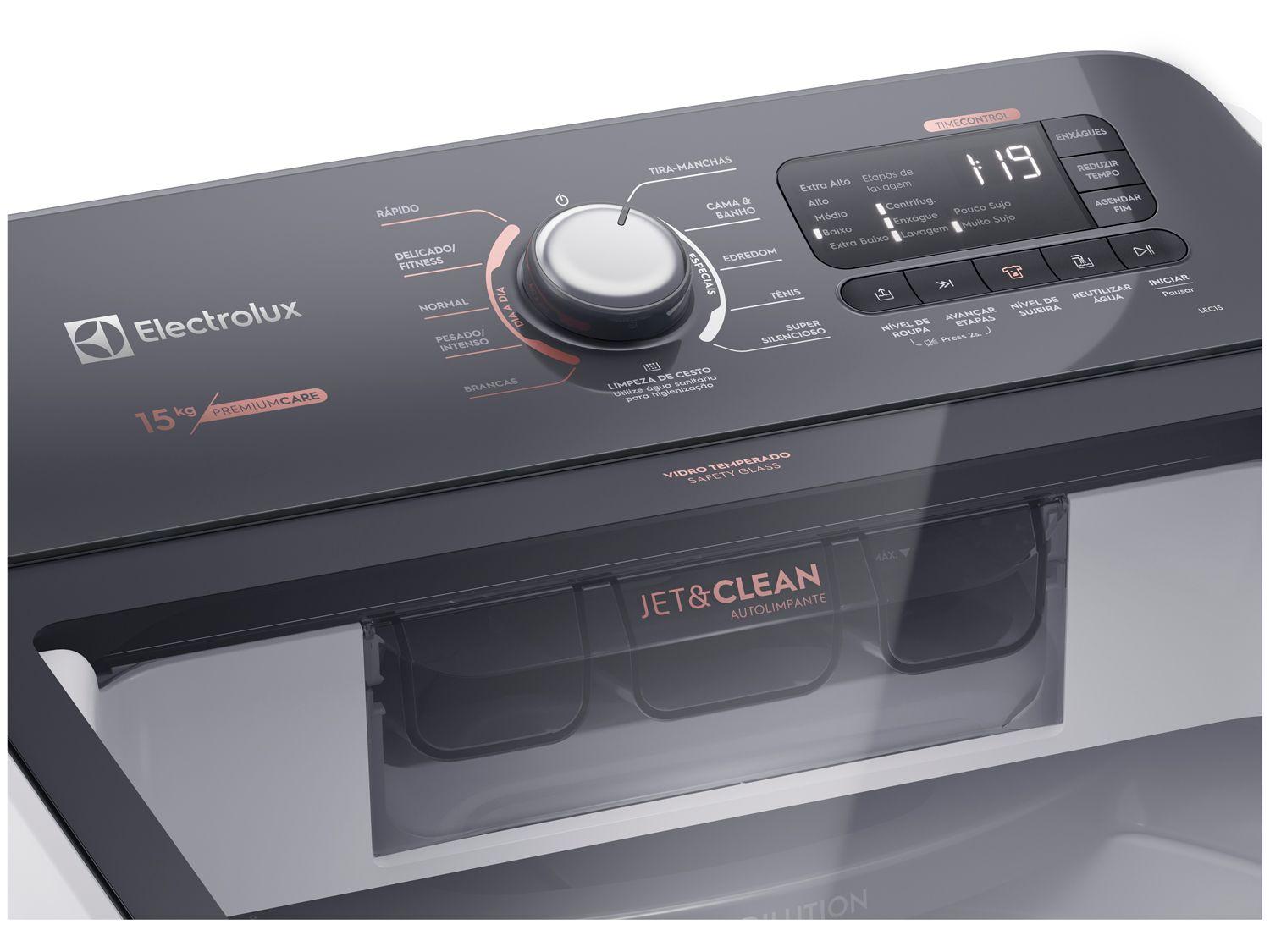 Lavadora de Roupas Electrolux 15kg Cesto Inox 11 Programas de Lavagem Branco Premium Care LEC15