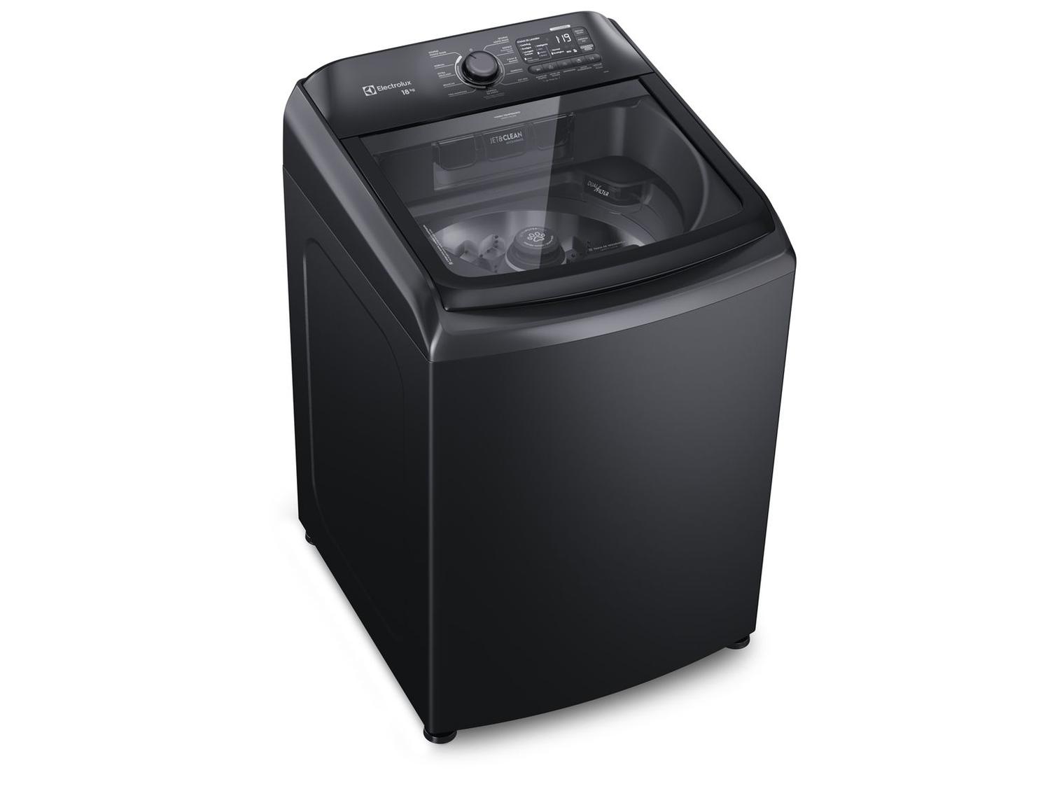Lavadora de Roupas Electrolux 18kg Preta Cesto Inox 11 Programas de Lavagem LEB18