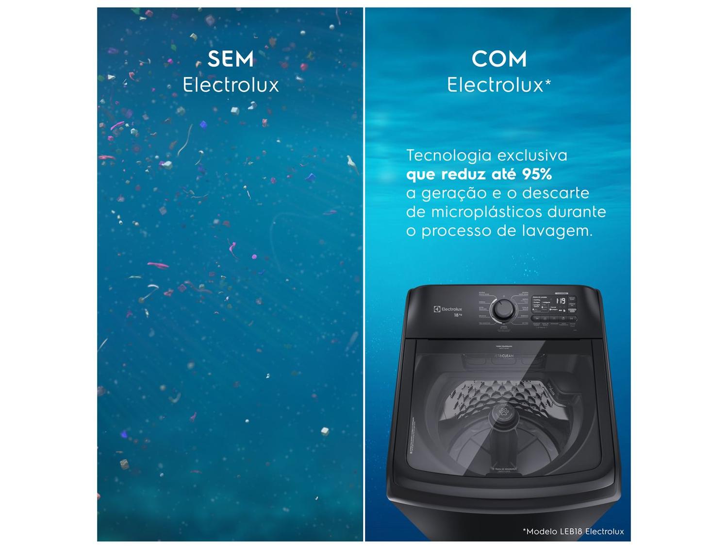 Lavadora de Roupas Electrolux 18kg Preta Cesto Inox 11 Programas de Lavagem LEB18