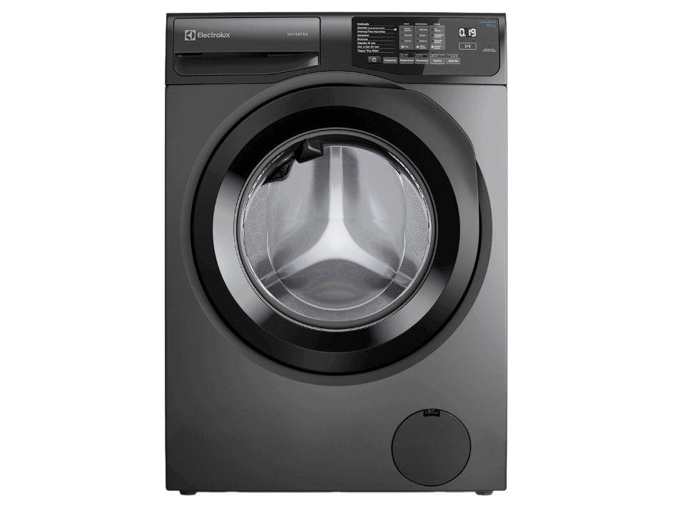 Lavadora de Roupas Electrolux Inverter 12kg Cesto Inox 8 Programas de Lavagem Água Quente Cinza Ônix LFC12