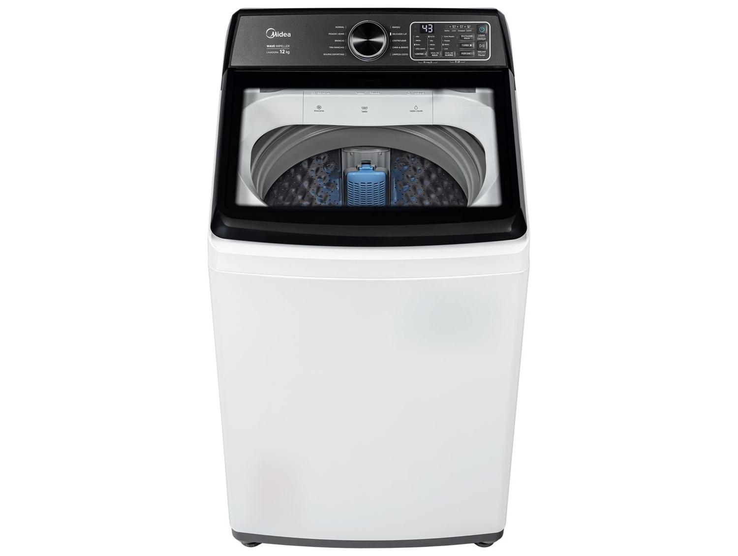 Lavadora de Roupas Midea 12kg 10 Programas de Lavagem Branco Wave Impeller MAV04W120/WKBR04