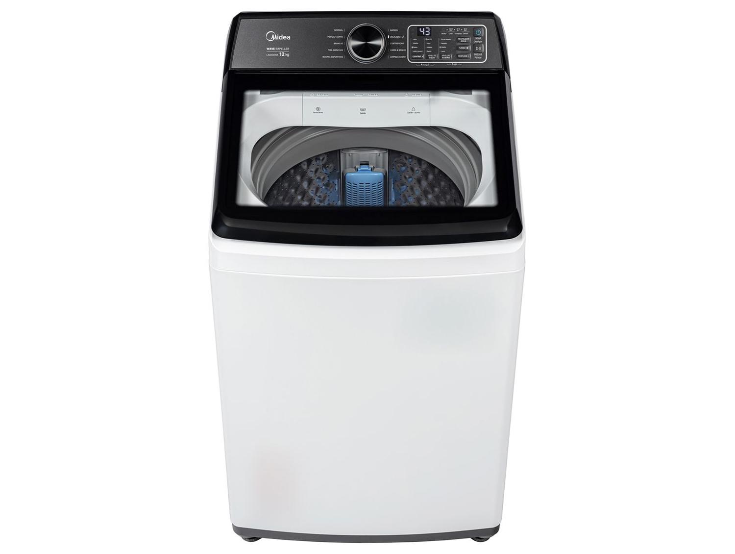 Lavadora de Roupas Midea 12kg 10 Programas de Lavagem Branco Wave Impeller MAV04W120/WKBR05