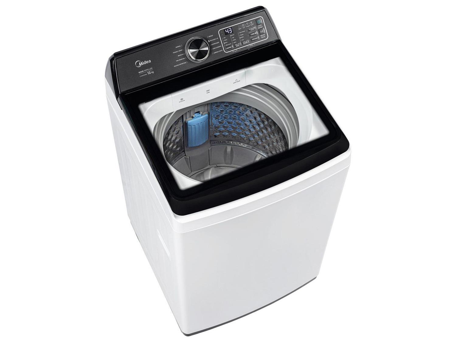 Lavadora de Roupas Midea 12kg 10 Programas de Lavagem Branco Wave