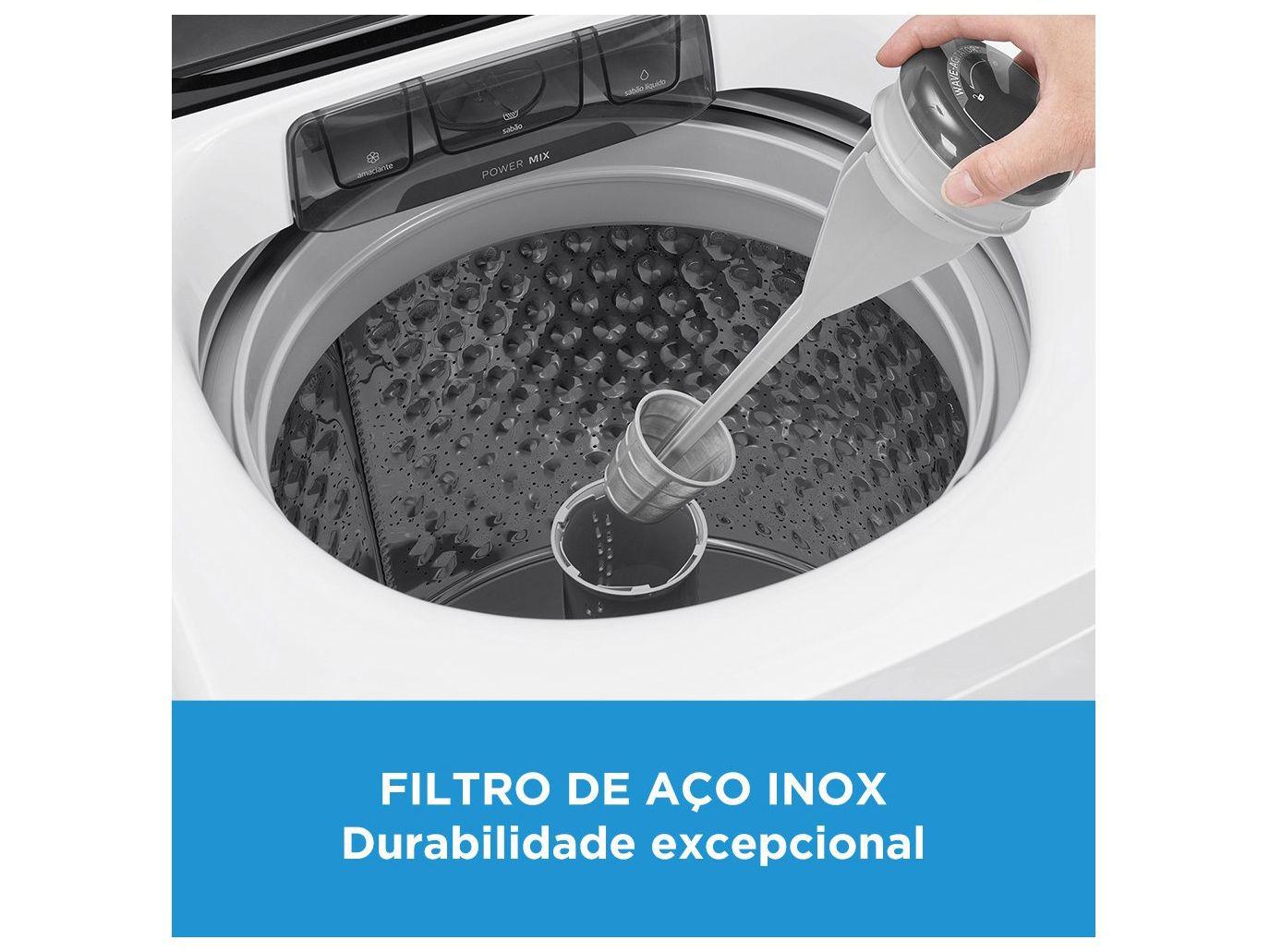 Lavadora de Roupas Midea 13kg Cesto Inox 13 Programas de Lavagem Branca Wave Agitator