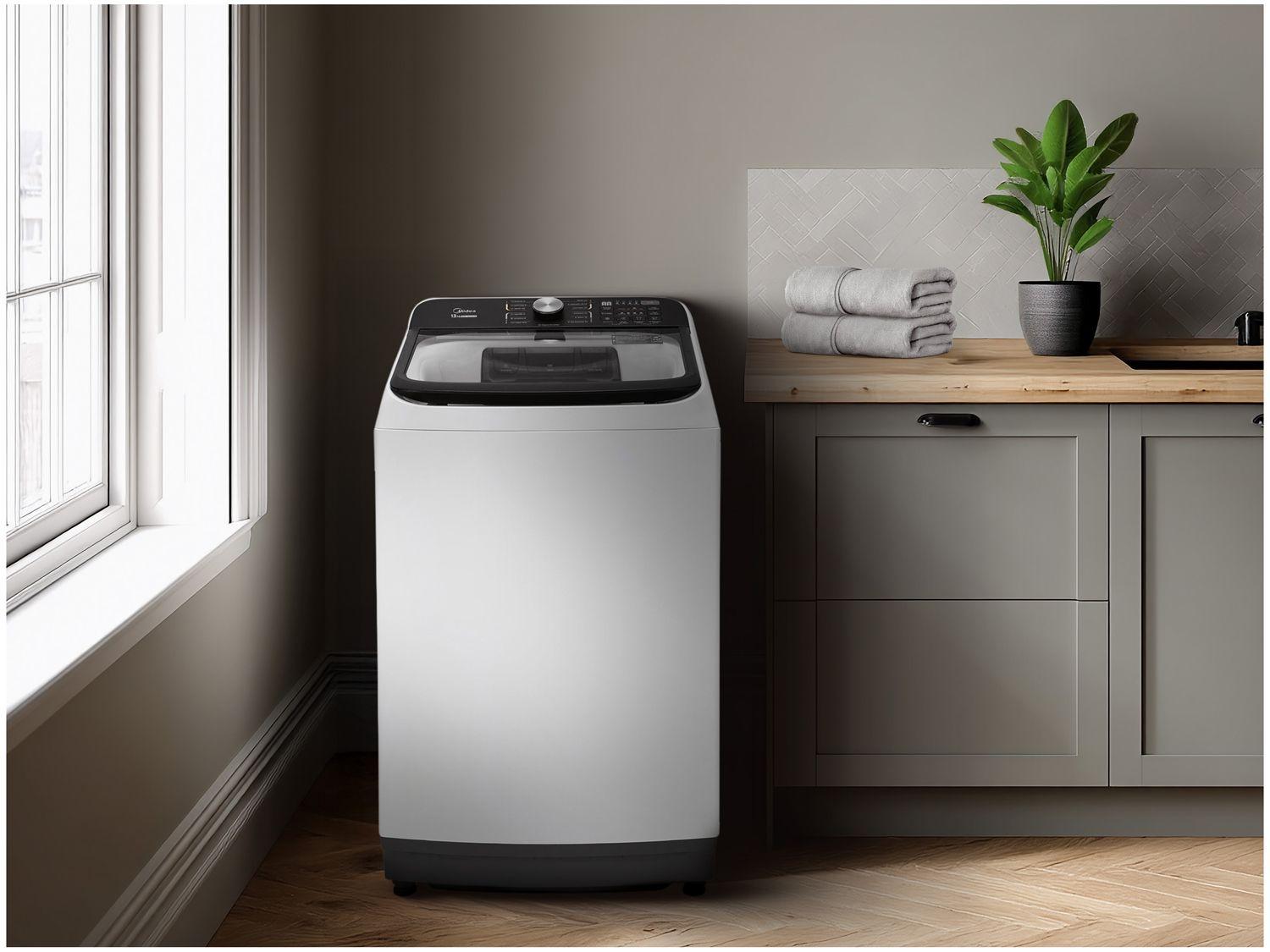 Lavadora de Roupas Midea 13kg Cesto Inox 13 Programas de Lavagem Branca Wave Agitator