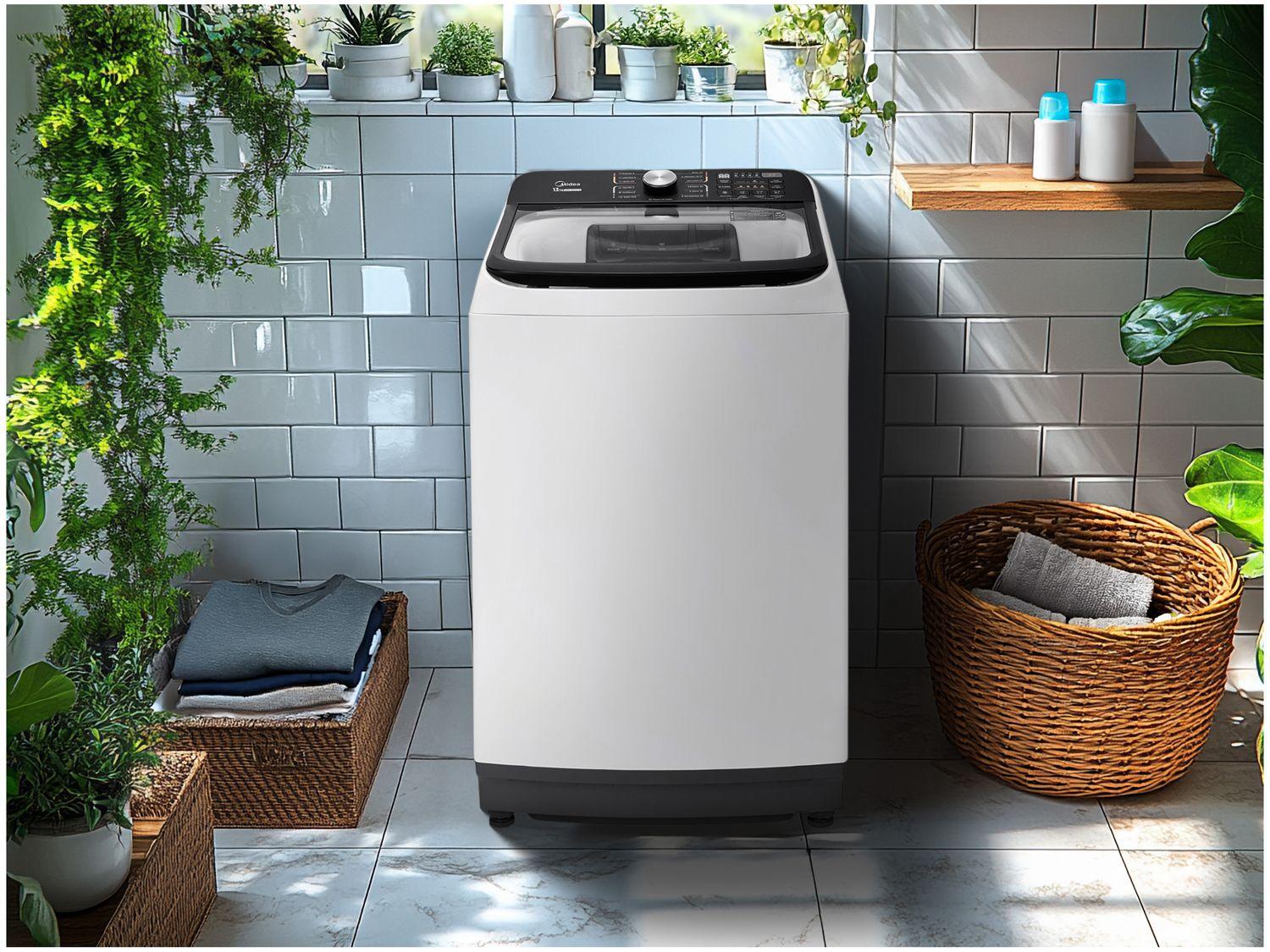 Lavadora de Roupas Midea 13kg Cesto Inox 13 Programas de Lavagem Branca Wave Agitator