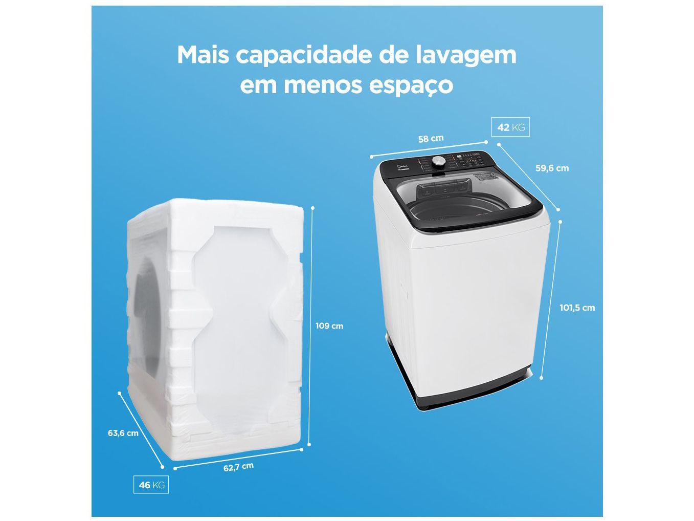 Lavadora de Roupas Midea 13kg Cesto Inox 13 Programas de Lavagem Branca Wave Agitator