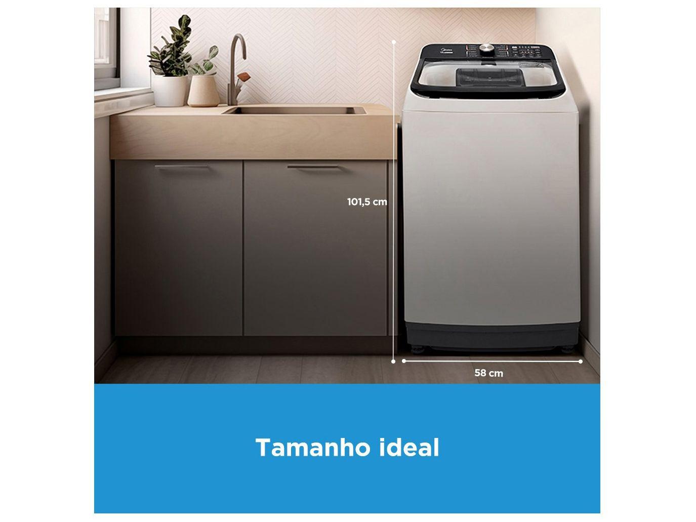 Lavadora de Roupas Midea 13kg Cesto Inox 13 Programas de Lavagem Branca Wave Agitator