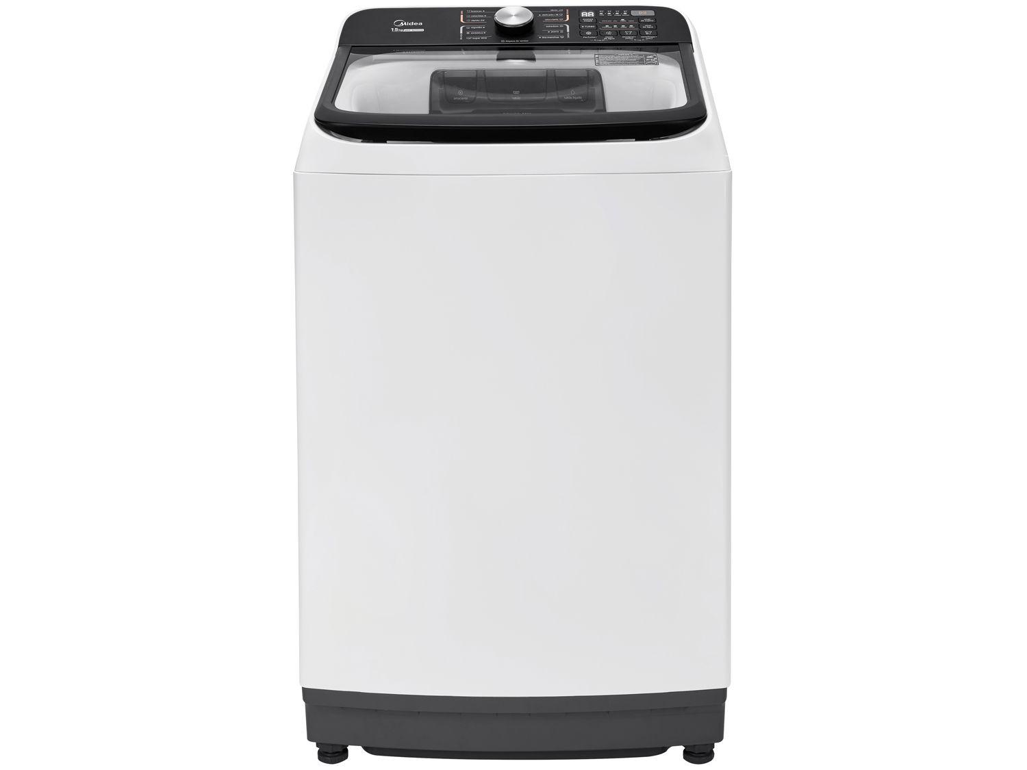 Lavadora de Roupas Midea 15kg Cesto Inox 13 Programas de Lavagem Branca Wave Agitator
