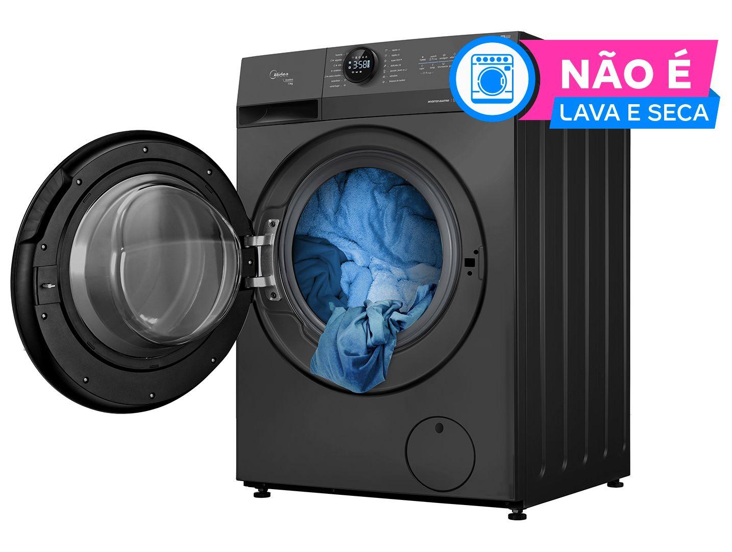 Lavadora de Roupas Midea Slim 13kg HealthGuard Smart Inverter Água Fria e Quente Titanium MF200W130WB/GK-01