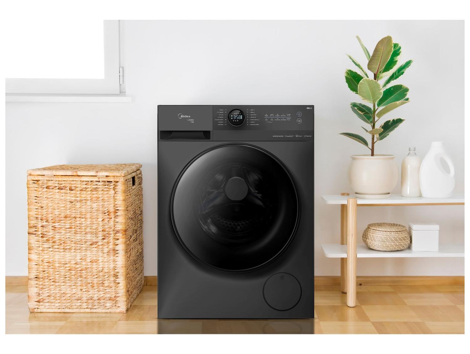 Lavadora de Roupas Midea Slim 13kg HealthGuard Smart Inverter Água Fria e Quente Titanium MF200W130WB/GK-01
