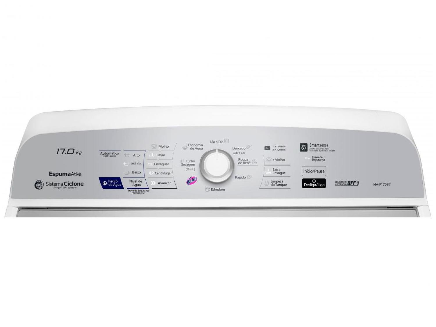 Lavadora de Roupas Panasonic 17kg Cesto Inox