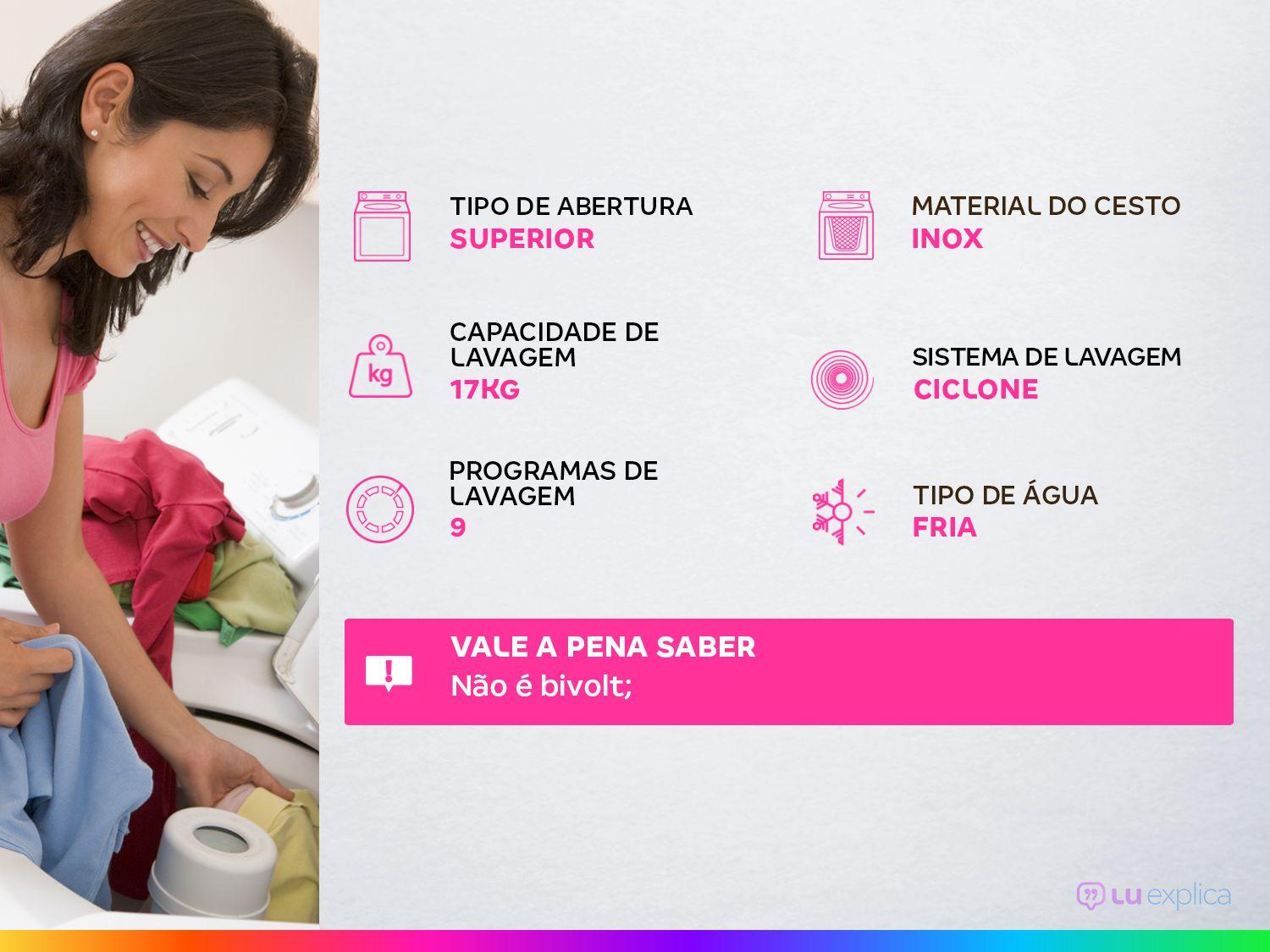 Lavadora de Roupas Panasonic 17kg Cesto Inox