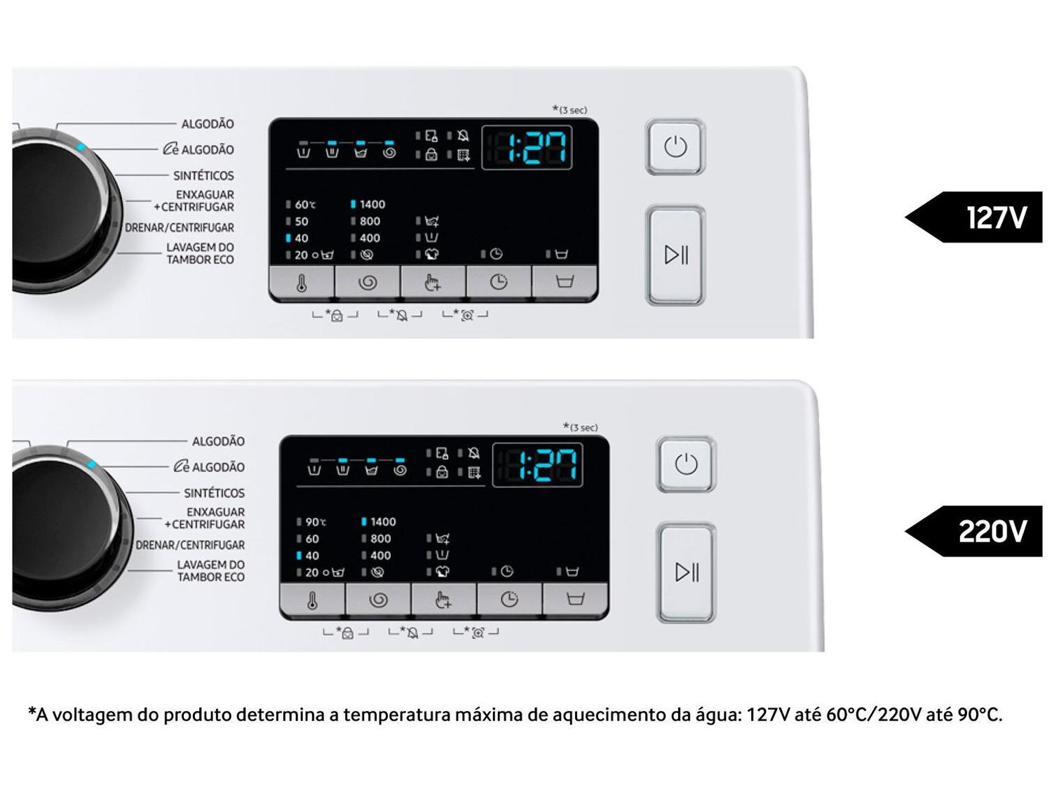 Lavadora de Roupas Samsung Inverter 11kg Inox 12 Programas de Lavagem Branca WW11T4040BE/AZ