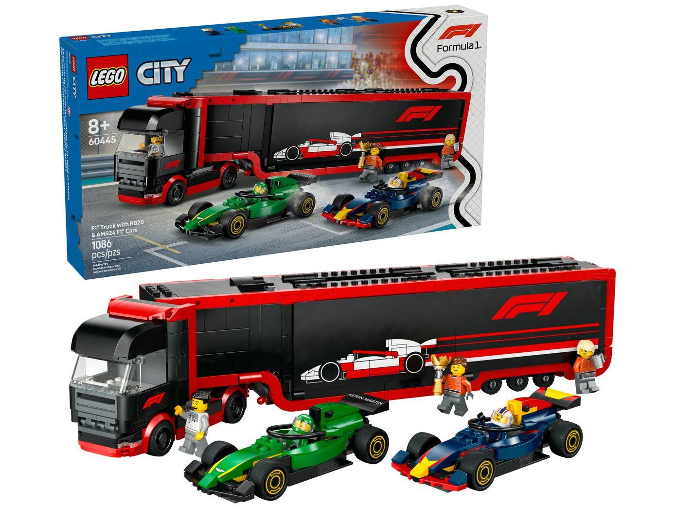 LEGO Caminhão de F1 com Carros de F1 RB20 e AMR24