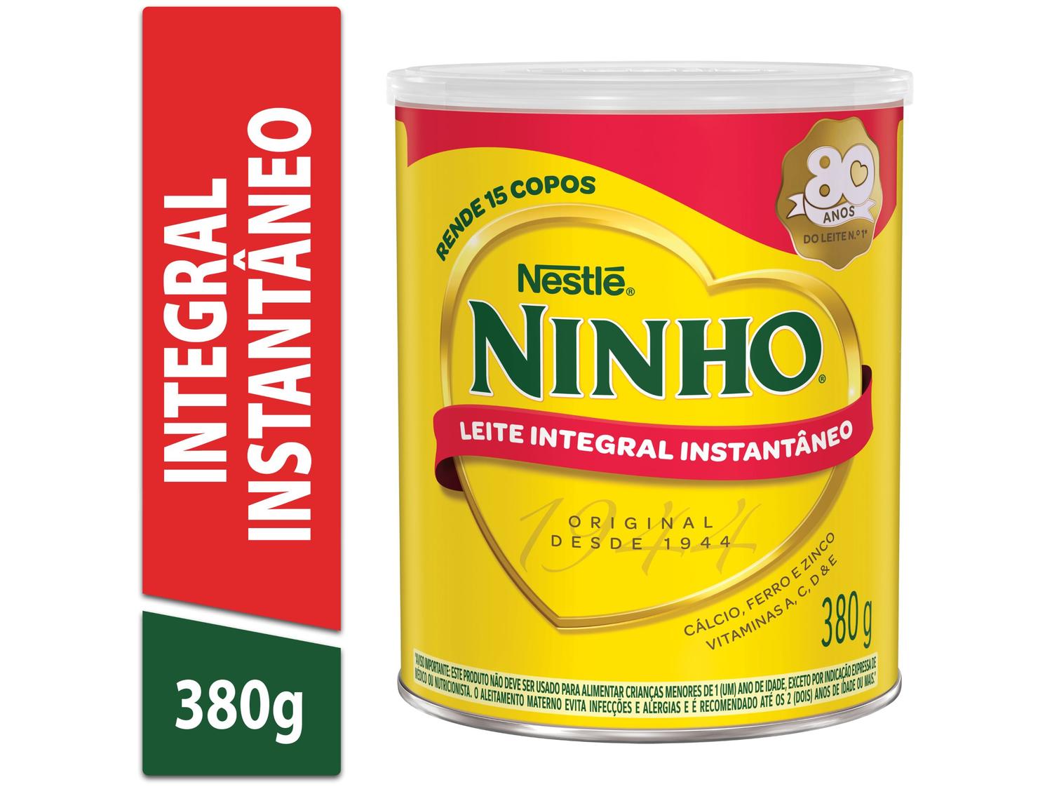 Leite em Pó Integral Instantâneo Nestlé Ninho Lata 380g