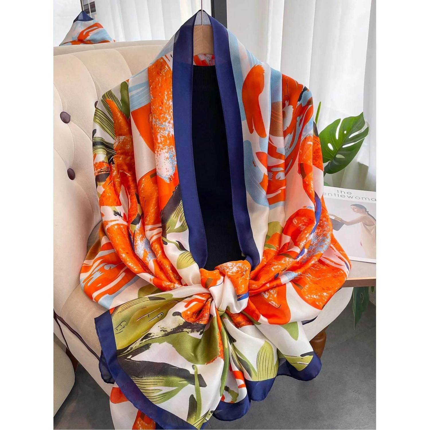 Lenço De Seda Satin Feminino 180x90cm, Bandana Para Cabelo, Muffler Para  Pescoço, Hijab, Lenço