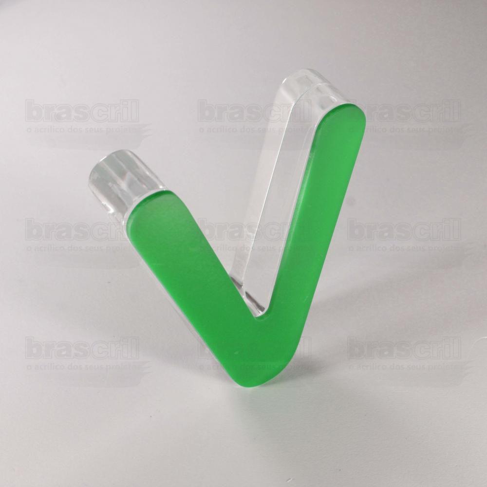 Letra Caixa ”V” 9cm de altura Verde Arial Rounded Brascril Luminária de Letra / Número