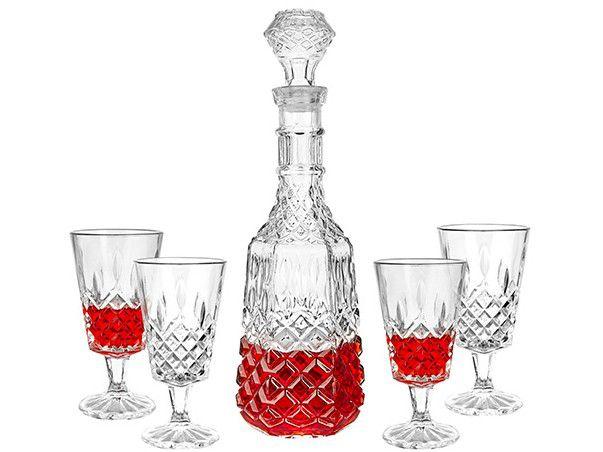 Licoreira de Vidro 1L com 4 Taças Hauskraft