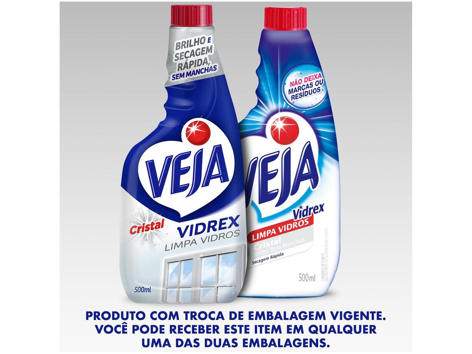Limpa Vidros Spray Veja Vidrex Cristal 500ml Refil