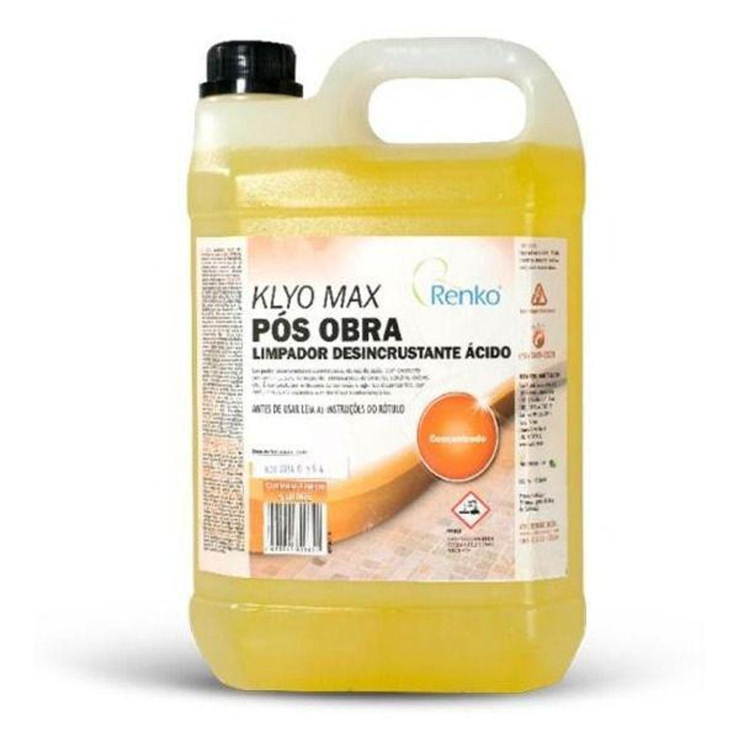 Limpador Desincrustante Acido Klyo Max 5l Renko Pos Obra 5 L Limpador Desincrustante Magazine Luiza