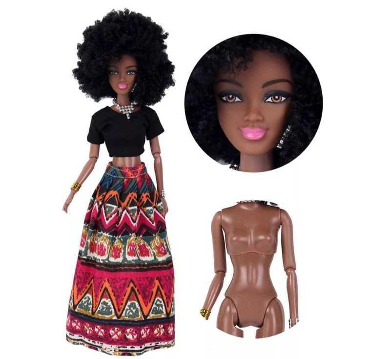 Linda Boneca Negra Morena Estilo Barbie Articulada 32cm Africana Afrodescendente Cabelo Black Power Giftt Boneca Barbie Magazine Luiza