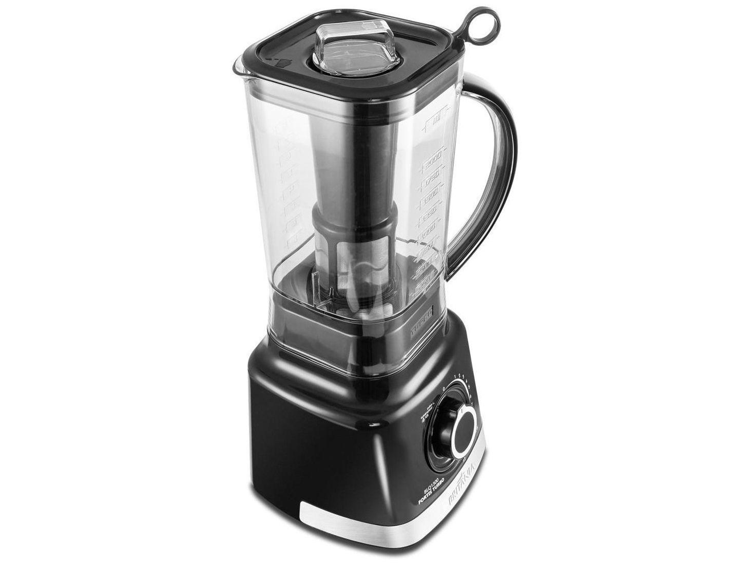 Liquidificador Britânia Fortis Turbo BLQ1300P Preto com Filtro 12 Velocidades + Pulsar 1400W