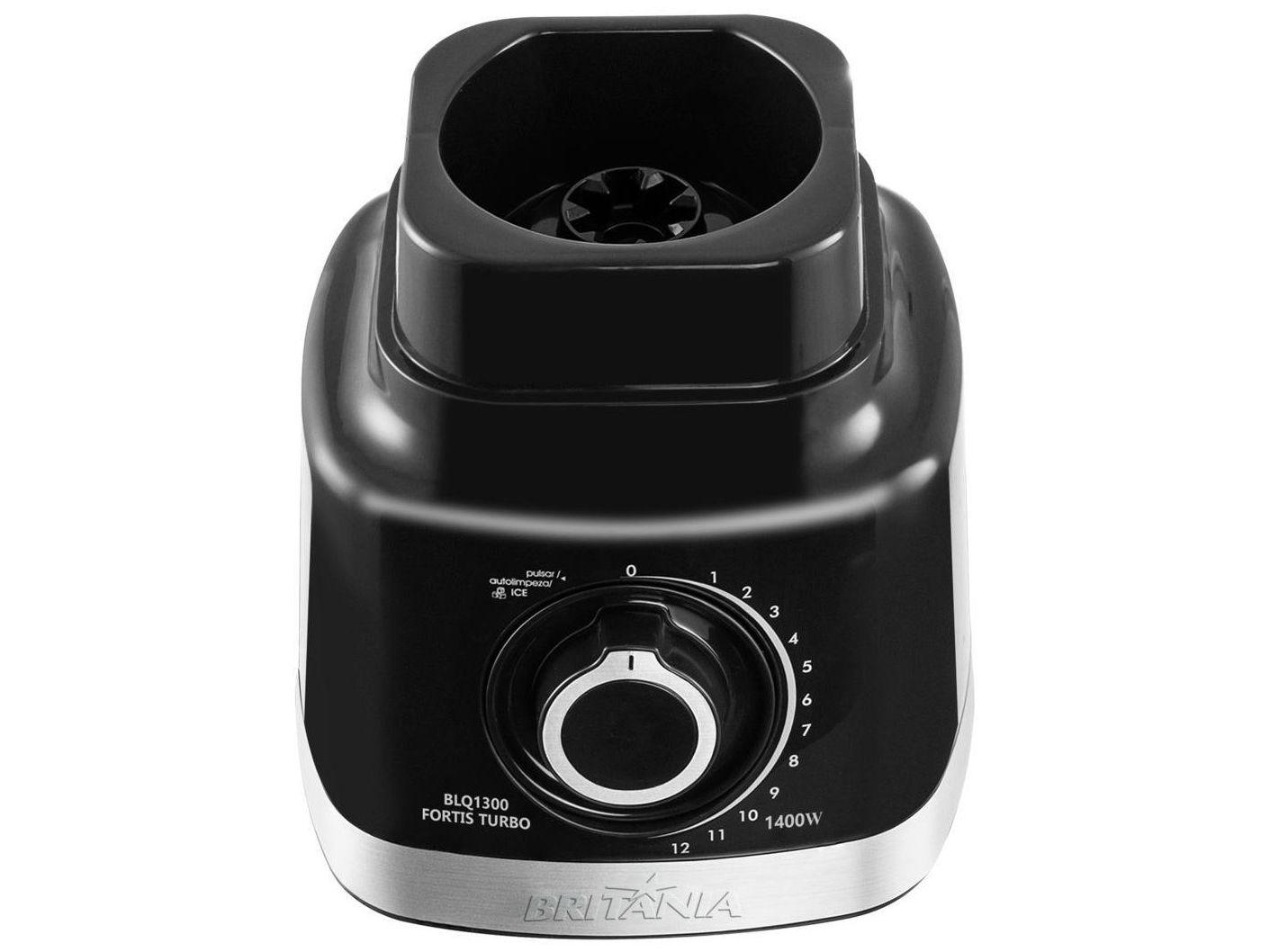 Liquidificador Britânia Fortis Turbo BLQ1300P Preto com Filtro 12 Velocidades + Pulsar 1400W