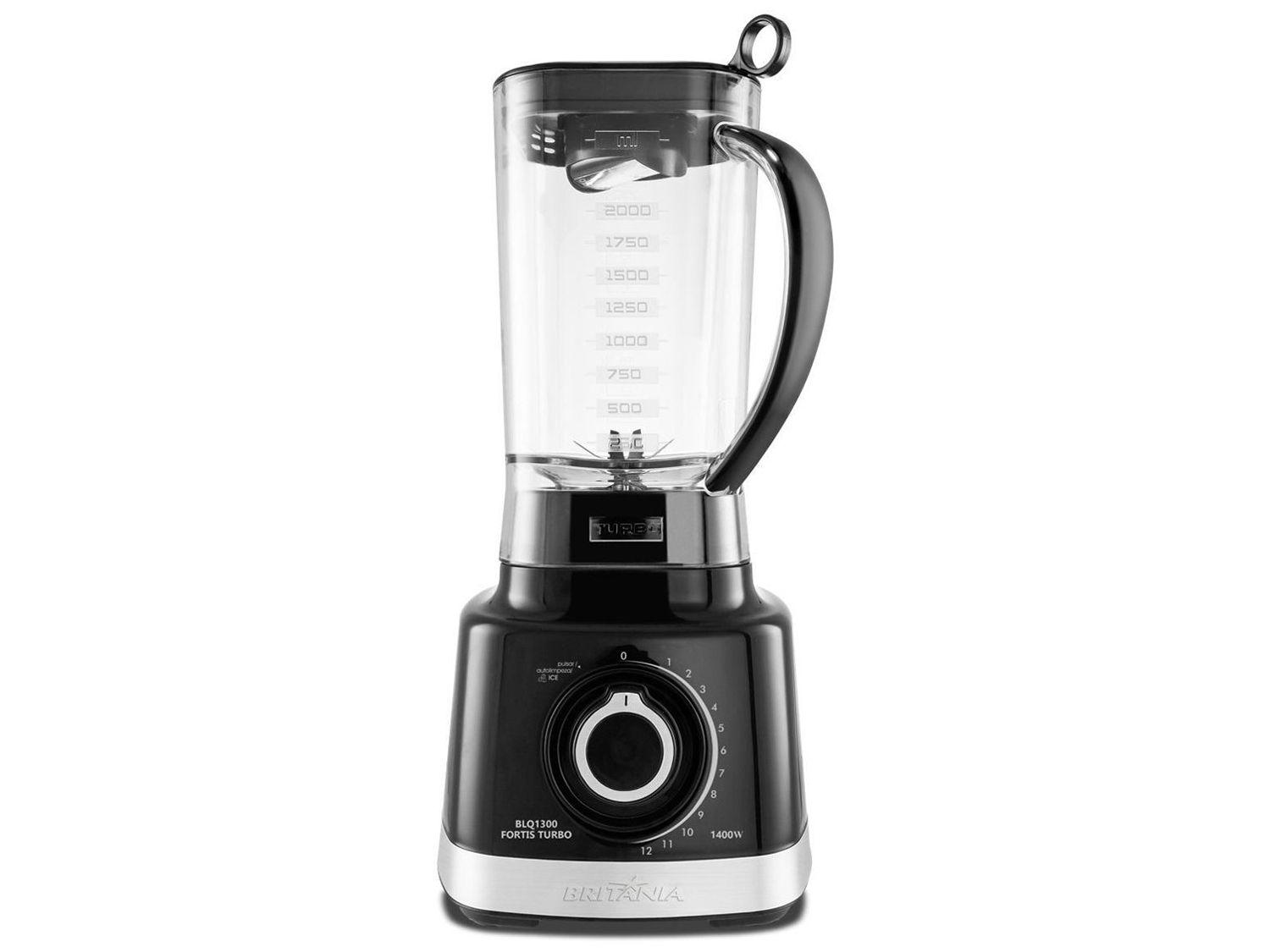 Liquidificador Britânia Fortis Turbo BLQ1300P Preto com Filtro 12 Velocidades + Pulsar 1400W