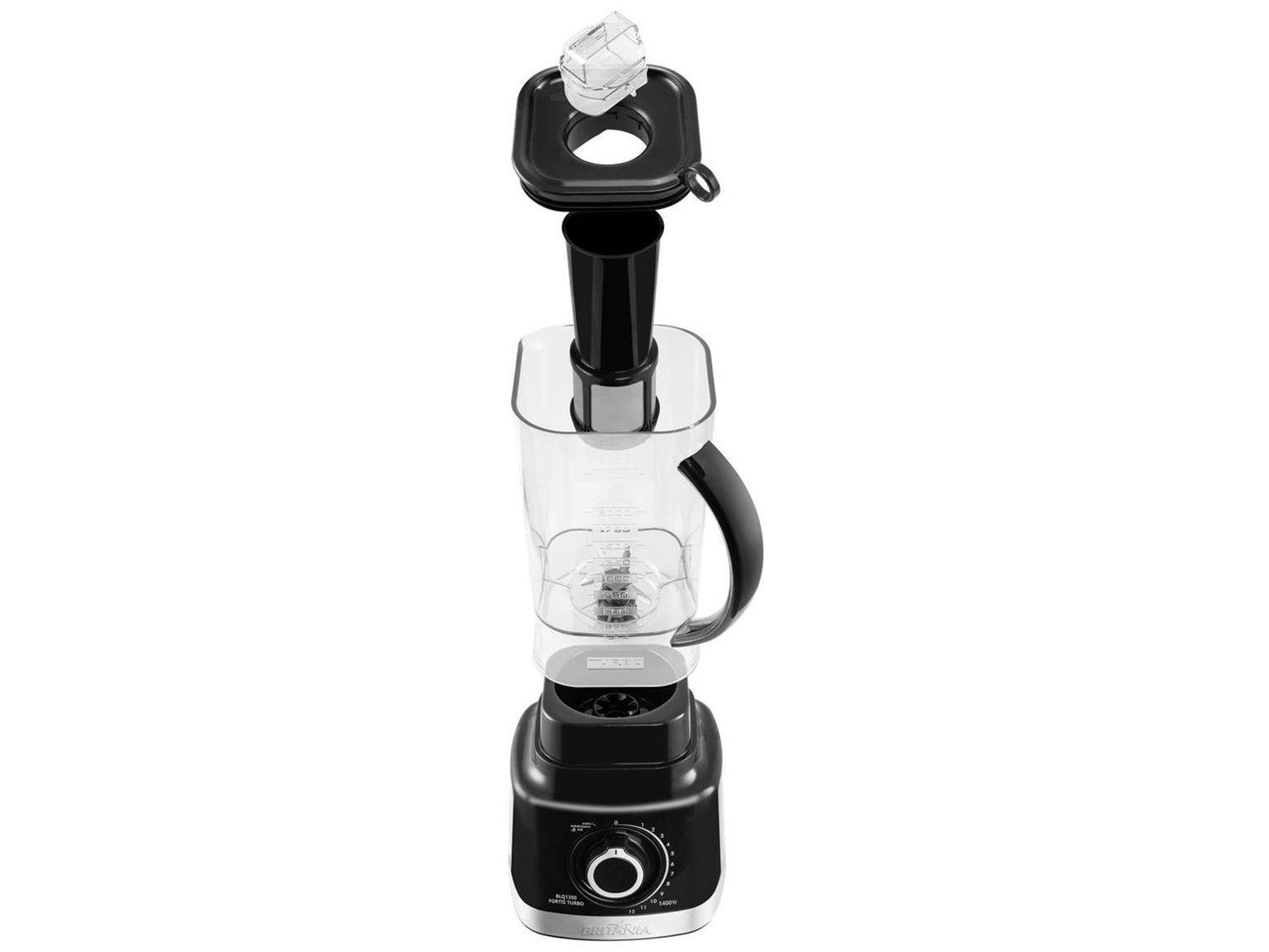 Liquidificador Britânia Fortis Turbo BLQ1300P Preto com Filtro 12 Velocidades + Pulsar 1400W