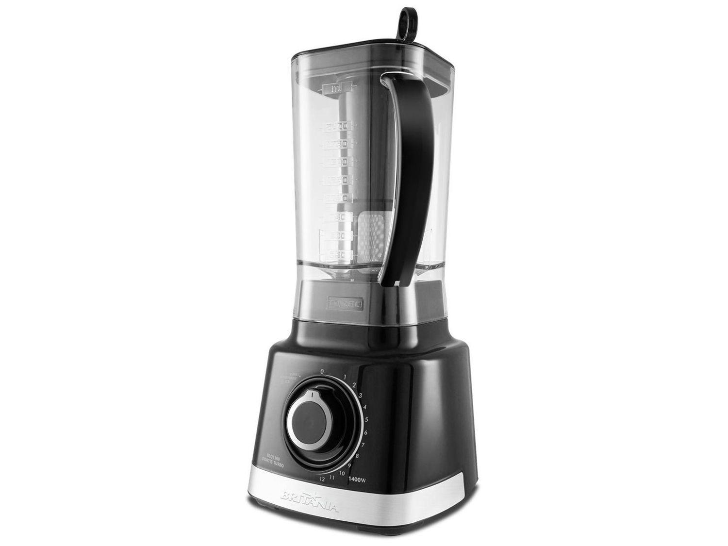 Liquidificador Britânia Fortis Turbo BLQ1300P Preto com Filtro 12 Velocidades + Pulsar 1400W