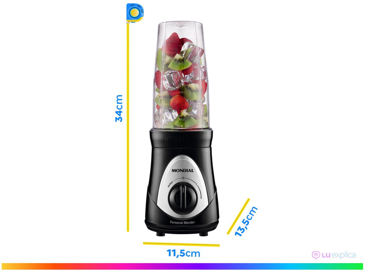 Liquidificador Mondial Personal Blender DG-01 2 Velocidades 300W Preto e Prata
