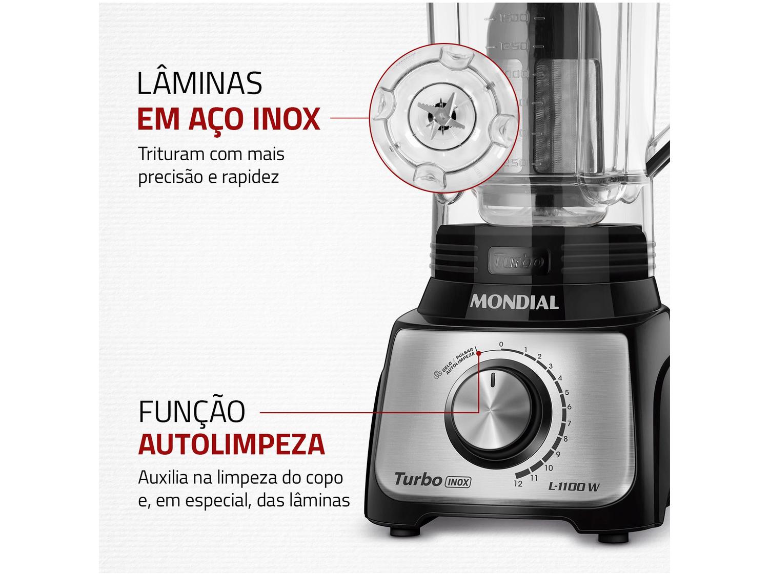 Liquidificador Mondial Turbo Inox L-1100 BI