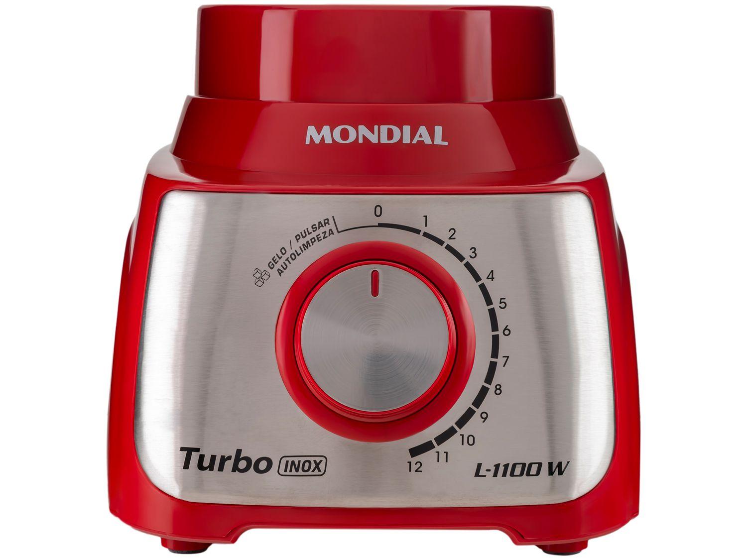 Liquidificador Mondial Turbo Inox L-1100 RI Vermelho com Filtro 12 Velocidades 1100W