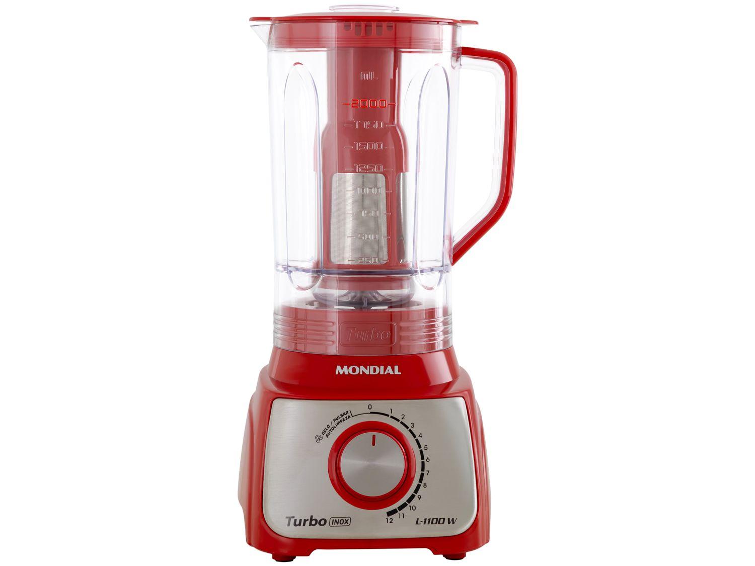Liquidificador Mondial Turbo Inox L-1100 RI Vermelho com Filtro 12 Velocidades 1100W