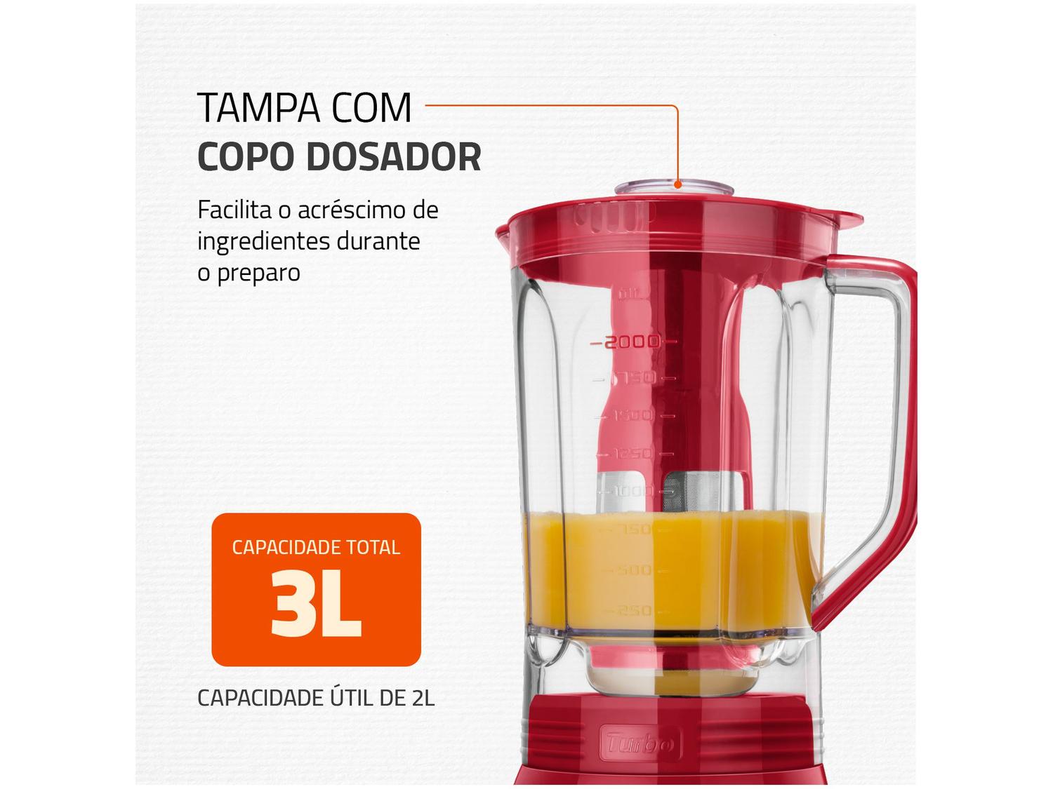 Liquidificador Mondial Turbo Inox L-1100 RI Vermelho com Filtro 12 Velocidades 1100W