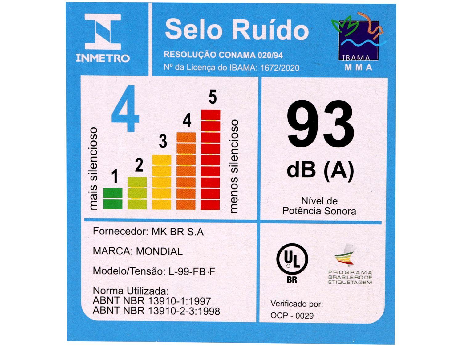 Liquidificador Mondial Turbo Power L-99 FB Preto com Filtro 3 Velocidades 550W