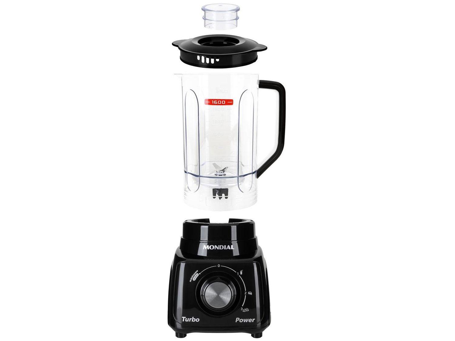 Liquidificador Mondial Turbo Power L-99 FB Preto com Filtro 3 Velocidades 550W