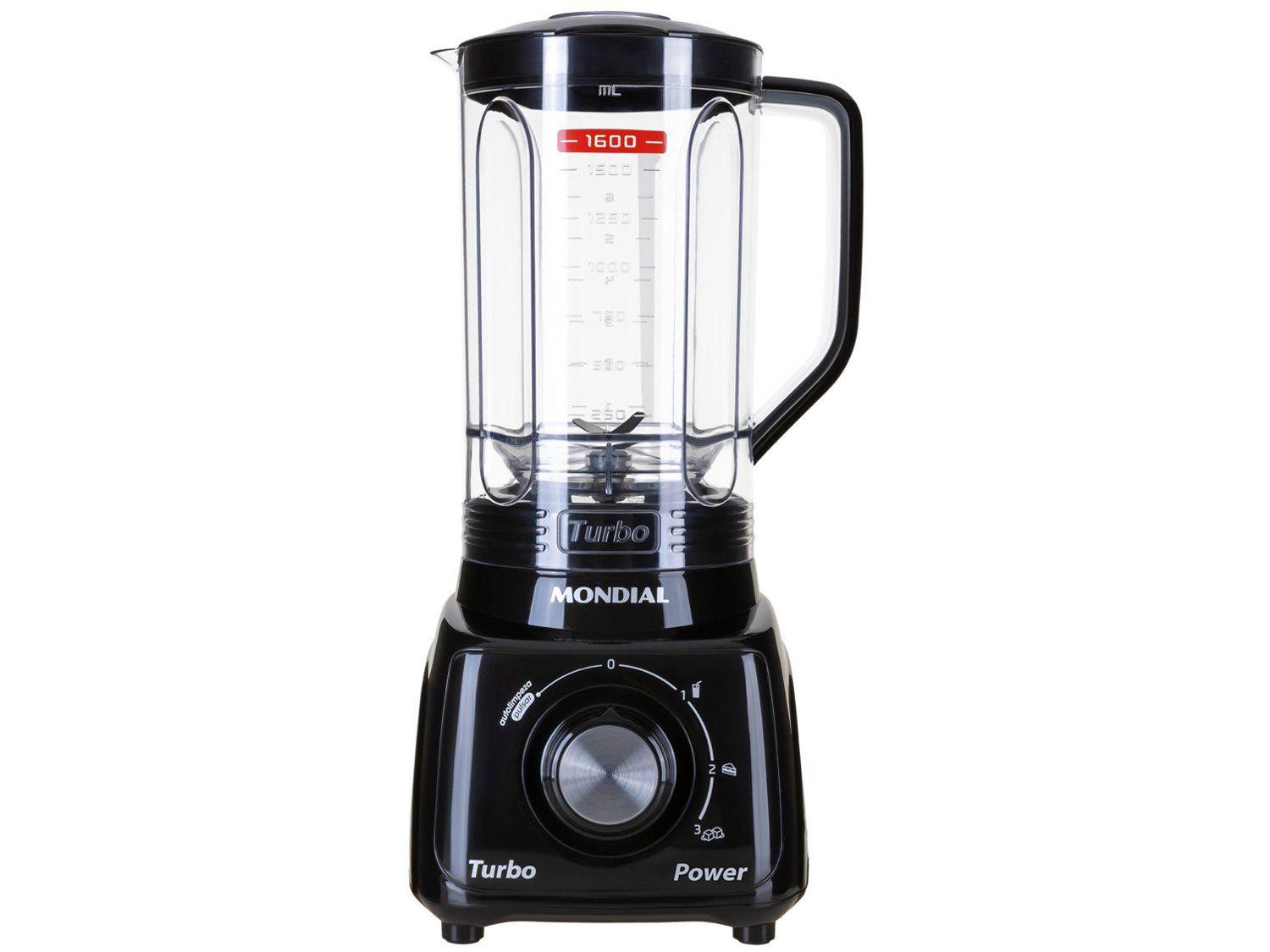 Liquidificador Mondial Turbo Power L-99 FB Preto com Filtro 3 Velocidades 550W