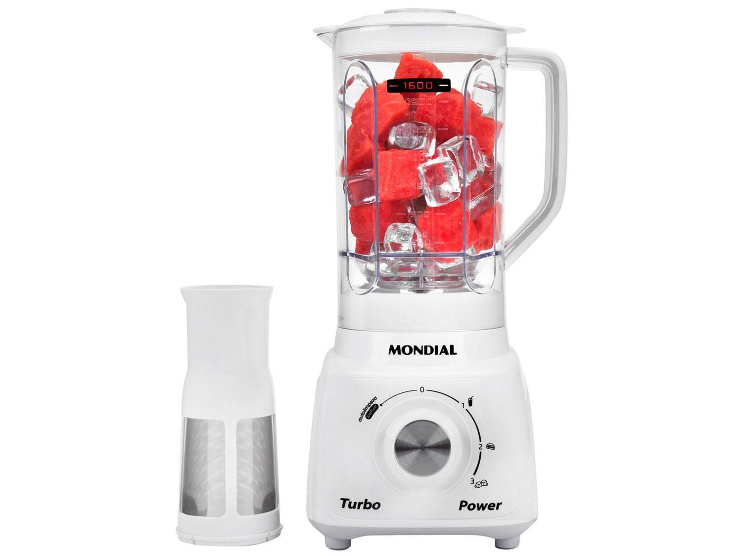 Liquidificador Mondial Turbo Power L-99 WB - Branco com Filtro 3 Velocidades 500W