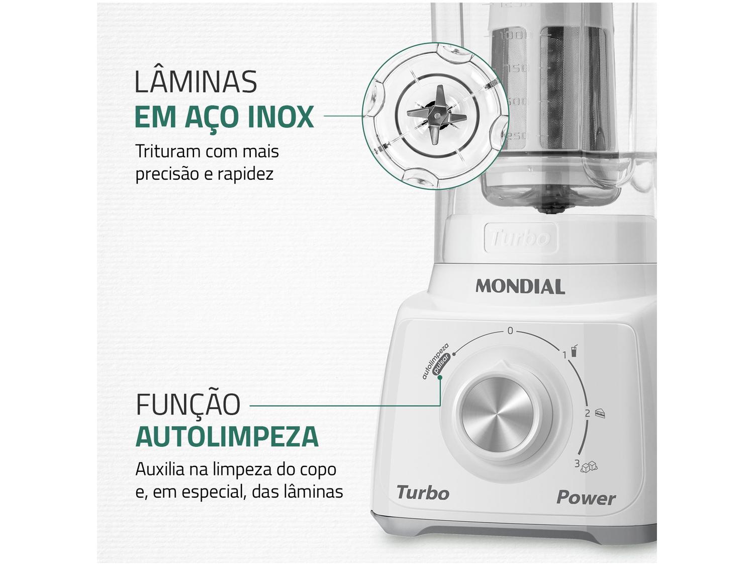 Liquidificador Mondial Turbo Power L-99-WG com Filtro 3 Velocidades 500W Branco e Cinza