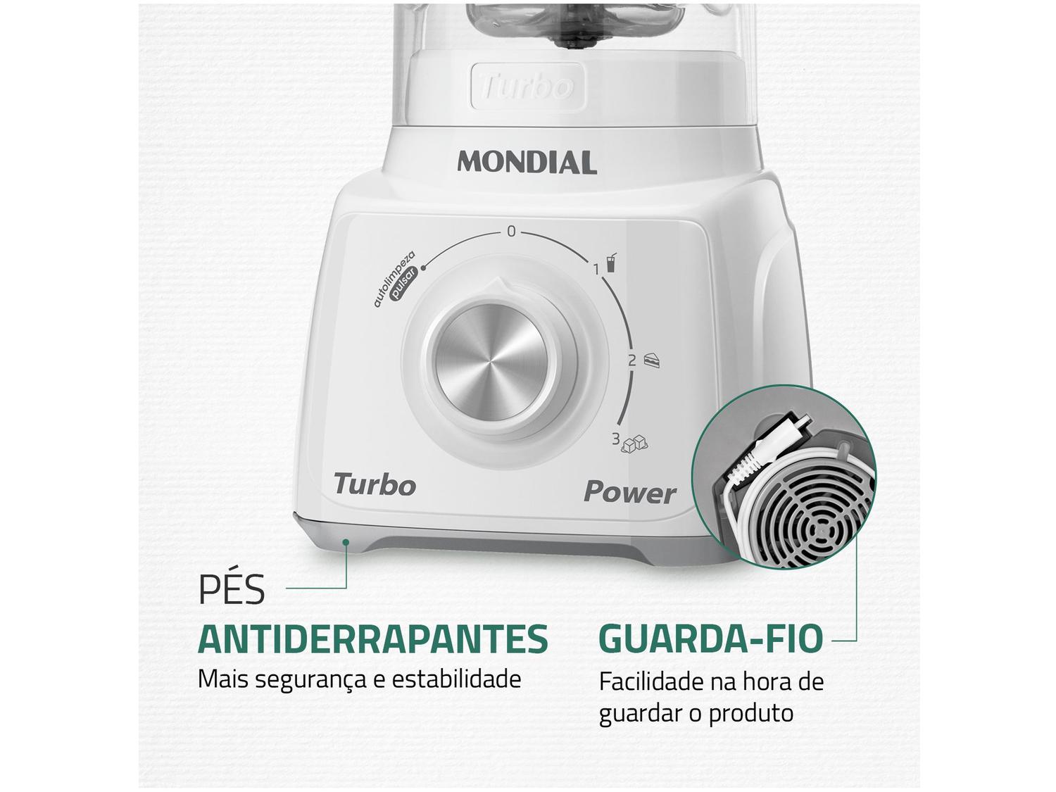 Liquidificador Mondial Turbo Power L-99-WG com Filtro 3 Velocidades 500W Branco e Cinza