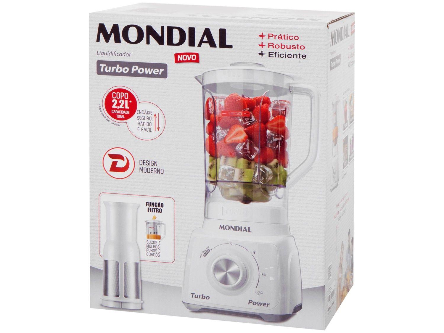 Liquidificador Mondial Turbo Power L-99-WG com Filtro 3 Velocidades 500W Branco e Cinza