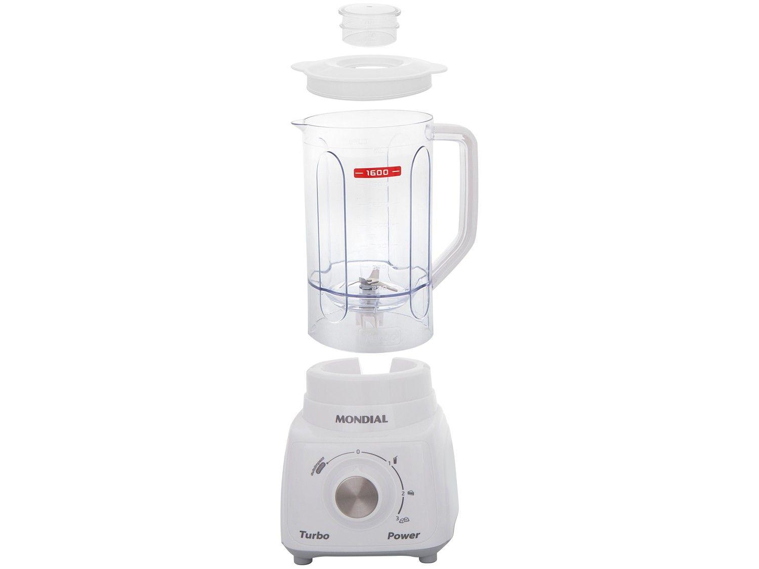 Liquidificador Mondial Turbo Power L-99-WG com Filtro 3 Velocidades 500W Branco e Cinza