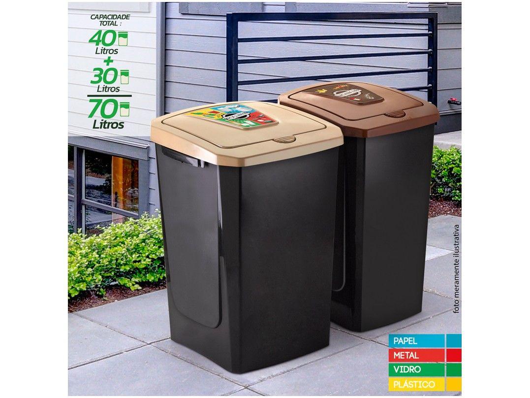 Lixeira Reciclável com Tampa 2 Peças Arthi  