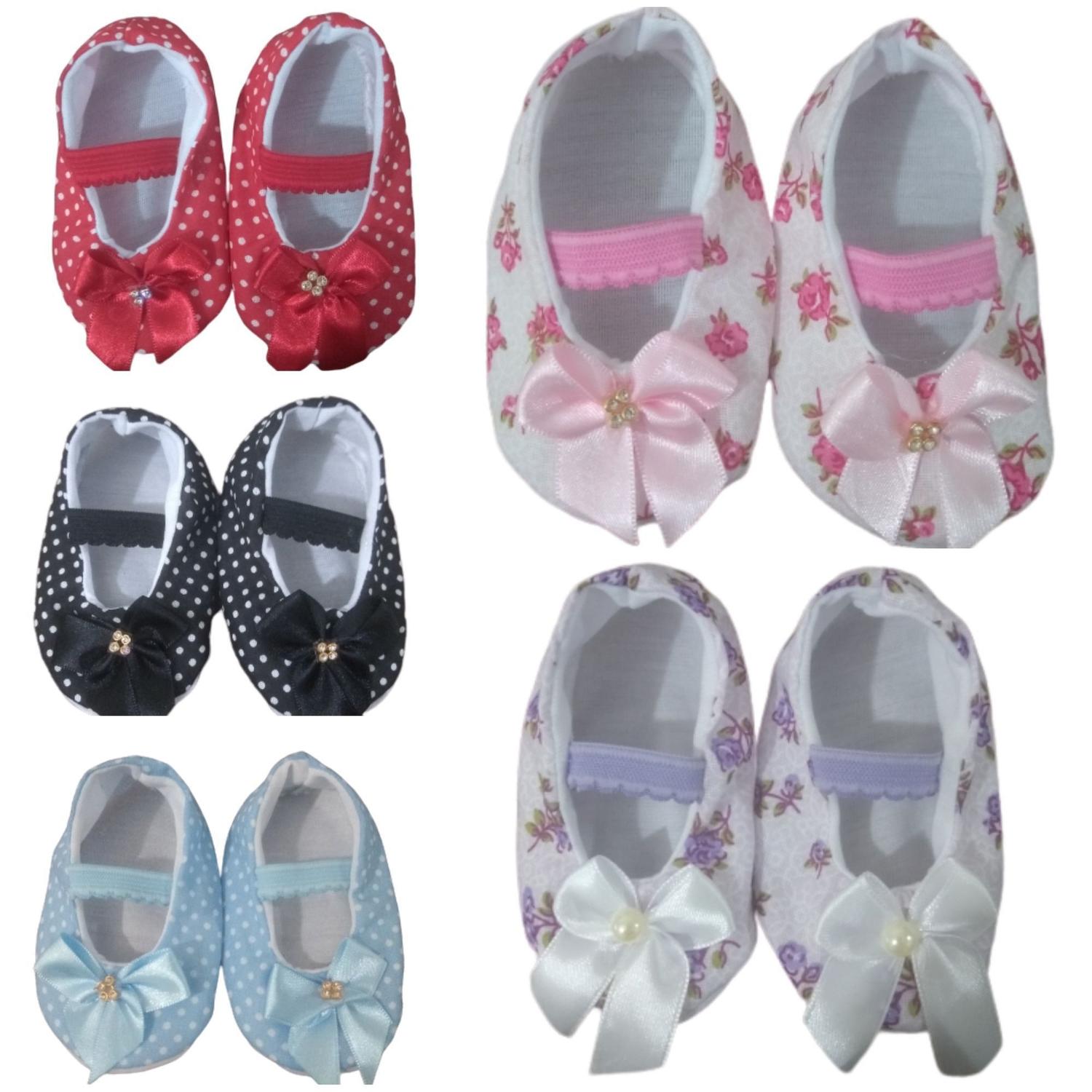 Lote com 5 sapatinhos de Tecido Bebê Menina número 15 - Duda Baby Shop - Sapatinho de Bebê - Magazine Luiza