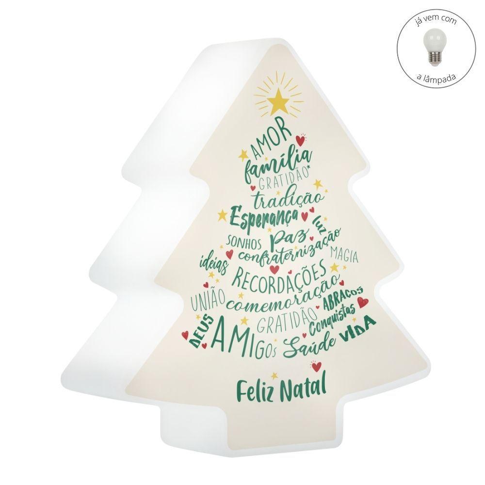 Luminária Abajur Enfeite Decoração de Natal Árvore Feliz Natal Branca com Lâmpada  LED - DecorFun - Árvore de Natal - Magazine Luiza