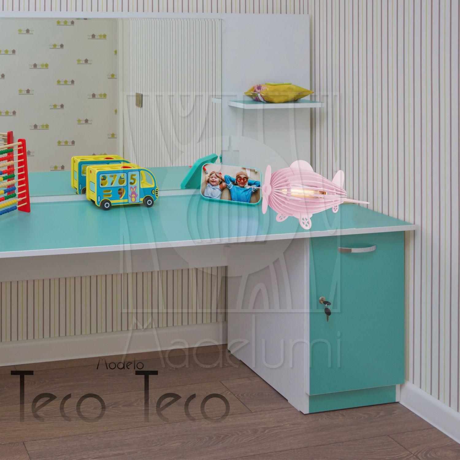 Luminária Abajur Madeira Avião Teco Teco Infantil e27 - Madelumi ...