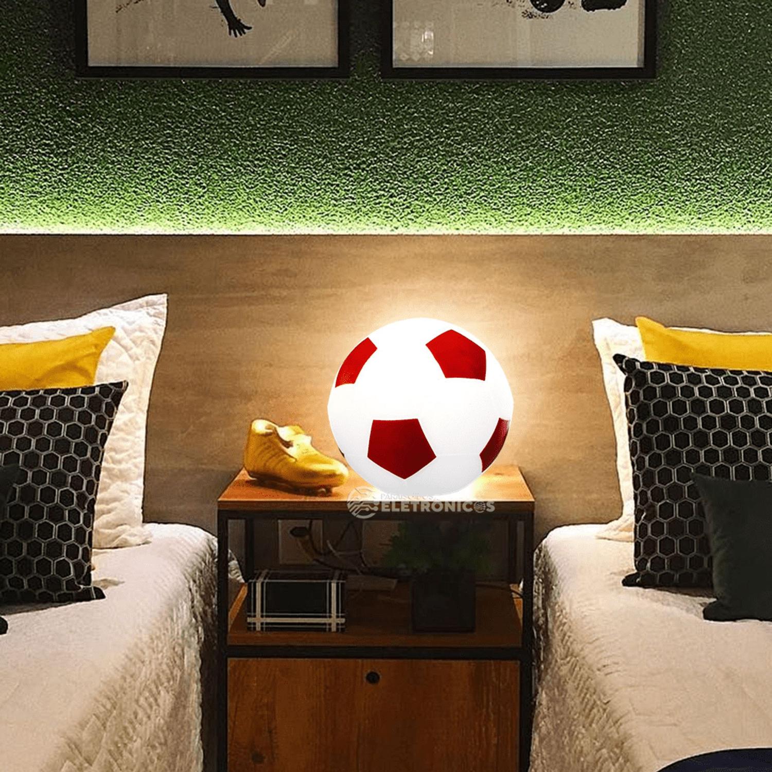 Luminária Bola De Futebol Para Iluminar Decorar Com Lâmpada LED Cor